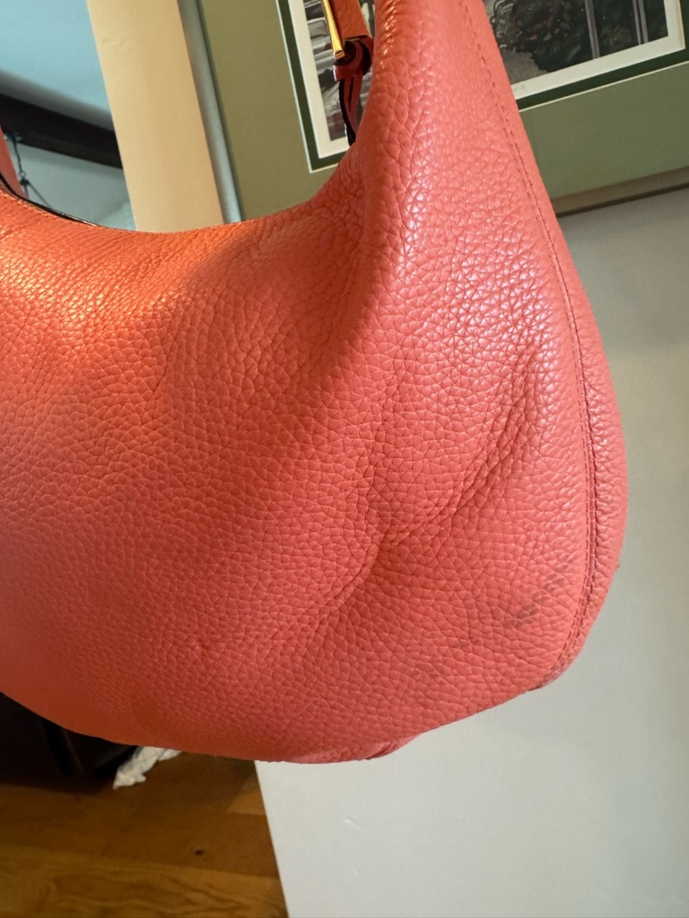 Michael Kors Rhea Coral Orange Pebbled Leather Hobo with Gold Hardware - Picture 8 of 15